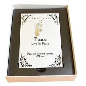 NEW LA Rocks Footnotes 925 Sterling Silver Peace Sun Heart Charm Necklace